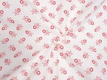 Textillux.sk - produkt Bavlnená látka biely kvet 20 mm šírka 140 cm - 8- červený kvet, biela