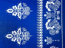 Textillux.sk - produkt Bavlnená látka bordúra s listami 150 cm - 2-1618 bordúra s listami, kráľovská modrá