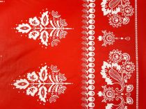 Textillux.sk - produkt Bavlnená látka bordúra s listami 150 cm - 3-1048 bordúra s listami, červená