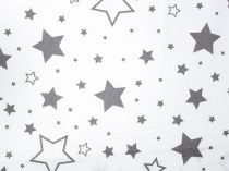 Textillux.sk - produkt Bavlnená látka veľká hviezda 160 cm - 2-371 šedá hviezda, biela
