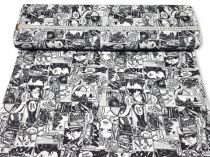 Textillux.sk - produkt Bavlnená látka čierno-biely komiks 140 cm