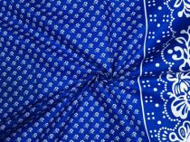 Textillux.sk - produkt Bavlnená látka drobná kvetinka s bodkami v bordúre 140 cm - 3- drobná kvetinka s bodkami, modrá