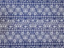 Textillux.sk - produkt Bavlnená látka folklórne srdiečka 140 cm - 2-1545 folklórne srdiečka, modrá