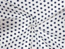 Textillux.sk - produkt Bavlnená látka hviezdičky 10 mm šírka 140 cm - 4- tmavomodré hviezdičky, biela