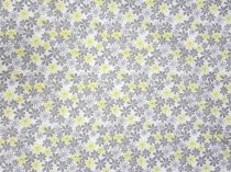 Textillux.sk - produkt Bavlnená látka jemný sivý kvet 140 cm - 2-2177 neon zelený kvet, biela