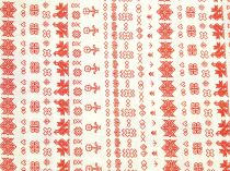 Textillux.sk - produkt Bavlnená látka krojová drobný vzor Čičmany šírka 140 cm - 7-211 drobné biele Čičmany, červená