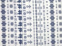 Textillux.sk - produkt Bavlnená látka krojová drobný vzor Čičmany šírka 140 cm - 8-211 drobné biele Čičmany, kráľovská modrá