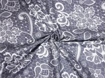 Textillux.sk - produkt Bavlnená látka kvety na pavučinke 160 cm - 2- biele kvety na pavučinke, šedá
