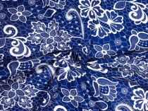 Textillux.sk - produkt Bavlnená látka kvety na pavučinke 160 cm - 3- biele kvety na pavučinke, modrá