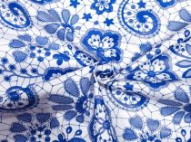 Textillux.sk - produkt Bavlnená látka kvety na pavučinke 160 cm - 5- modré nové kvety na pavučinke, biela