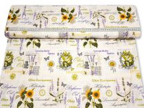 Textillux.sk - produkt Bavlnená látka levanduľa, slnečnica a olivy šírka 140 cm