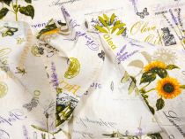 Textillux.sk - produkt Bavlnená látka levanduľa, slnečnica a olivy šírka 140 cm