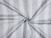 Textillux.sk - produkt Bavlnená látka ľudový vzor v pásoch 140 cm - 3-ľudový vzor v pásoch  šedá