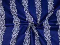 Textillux.sk - produkt Bavlnená látka ľudový vzor v pásoch 140 cm - 4-ľudový vzor v pásoch , modrá
