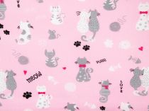 Textillux.sk - produkt Bavlnená látka mačka a myš 140 cm - 2-1249 mačka a myš, ružová