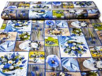 Textillux.sk - produkt Bavlnená látka modrá kvetinová krása - digitálna tlač 140 cm