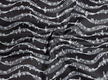 Textillux.sk - produkt Bavlnená látka plávajúce noty 140 cm - 2- plávajúce noty, čierna