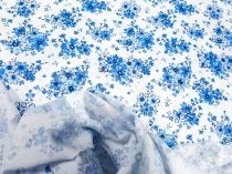 Textillux.sk - produkt Bavlnená látka-popelín modré kreslené kvietky - digitálna tlač 140 cm