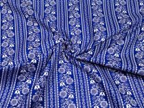 Textillux.sk - produkt Bavlnená látka pravidelný kvietok v pásoch 140 cm - 1- pravidelný kvietok, modrá