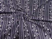 Textillux.sk - produkt Bavlnená látka pravidelný kvietok v pásoch 140 cm - 2- pravidelný kvietok, tm. modrá