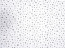 Textillux.sk - produkt Bavlnená látka rozjasnené hviezdy šírka 160 cm - 2- šedé hviezdy, biela