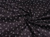 Textillux.sk - produkt Bavlnená látka ružička s bodkovanými listami 140 cm - 1- ružička s bodkovanými listami,čierna