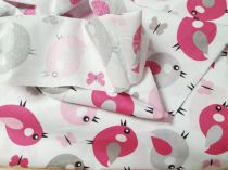 Textillux.sk - produkt Bavlnená látka ružový vtáčik 160 cm