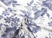 Textillux.sk - produkt Bavlnená látka veľký biely kvet 160 cm - 4- šedý kvet, biela