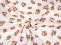 Textillux.sk - produkt Bavlnená látka zaľúbení mackovia 140 cm - 1-zaľúbení ružoví mackovia, biela