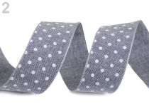 Textillux.sk - produkt Bavlnená stuha s bodkami jeans šírka 25 mm