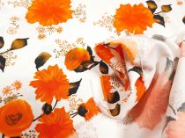 Textillux.sk - produkt Bavlnený satén matný s oranžovým kvetom 150 cm