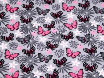 Textillux.sk - produkt Bavlnený úplet motýliky 150cm - 2-368 motýliky, šedá