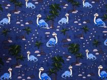 Textillux.sk - produkt Bavlnený úplet veselý dino stopár 150cm - 2-1605 1-1788 veselý dino stopár, tm. modrá