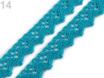 Textillux.sk - produkt Čipka bavlnená šírka  15 mm paličkovaná - 14 modrá azuro (PES)