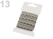 Textillux.sk - produkt Čipka bavlnená šírka 15 mm paličkovaná 3 m - 13 šedá svetlá