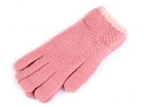Dámske rukavice pletené s kožúškom
