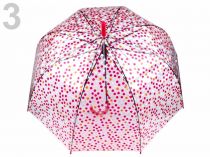 Textillux.sk - produkt Dámsky dáždnik s rúčkou vystreľovací priehľadný s bodkami - 3 ružová neon