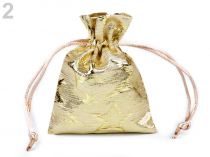 Textillux.sk - produkt Darčekové vianočné vrecko s lurexom hviezdy 8x10 cm - 2 zlatá svetlá