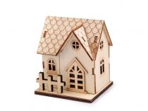 Textillux.sk - produkt Dekorácia drevený kostol, domček svietiaci - 3 prírodné