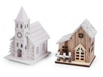 Textillux.sk - produkt Dekorácia drevený kostol, domček svietiaci