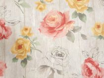 Textillux.sk - produkt Dekoračná látka dvojaké ruže šírka 140 cm - 2-758 ruže žlto-oranžové, krémová