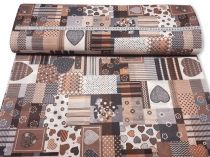 Textillux.sk - produkt Dekoračná látka hnedé srdiečka patchwork 140 cm