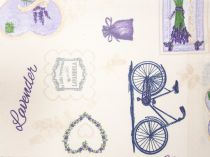 Dekoračná látka lavender bicykel šírka 140 cm