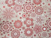 Textillux.sk - produkt Dekoračná látka mandaly s kvetmi 140 cm - 2-343 červeno-bordové mandaly s kvetom,piesková
