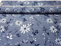 Textillux.sk - produkt Dekoračná látka modré kvety na kocke 155 cm