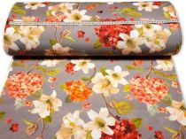 Textillux.sk - produkt Dekoračná látka oranžová a červená hortenzia 140 cm