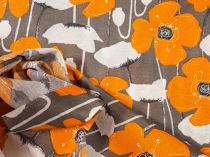 Textillux.sk - produkt Dekoračná látka oranžové kvety na šedom 140 cm