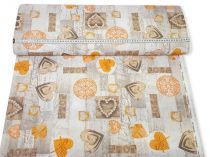 Textillux.sk - produkt Dekoračná látka oranžový ornament a srdce 140 cm