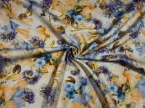 Textillux.sk - produkt Dekoračná látka ružovo-žlté kvety 140 cm - 2-386 modro.žlté kvety, tmavá režná