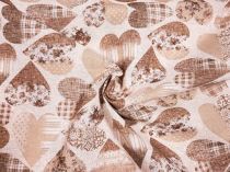 Textillux.sk - produkt Dekoračná látka srdcia so vzorom 140 cm - 2 -242 hnedé srdcia so vzorom, béžová